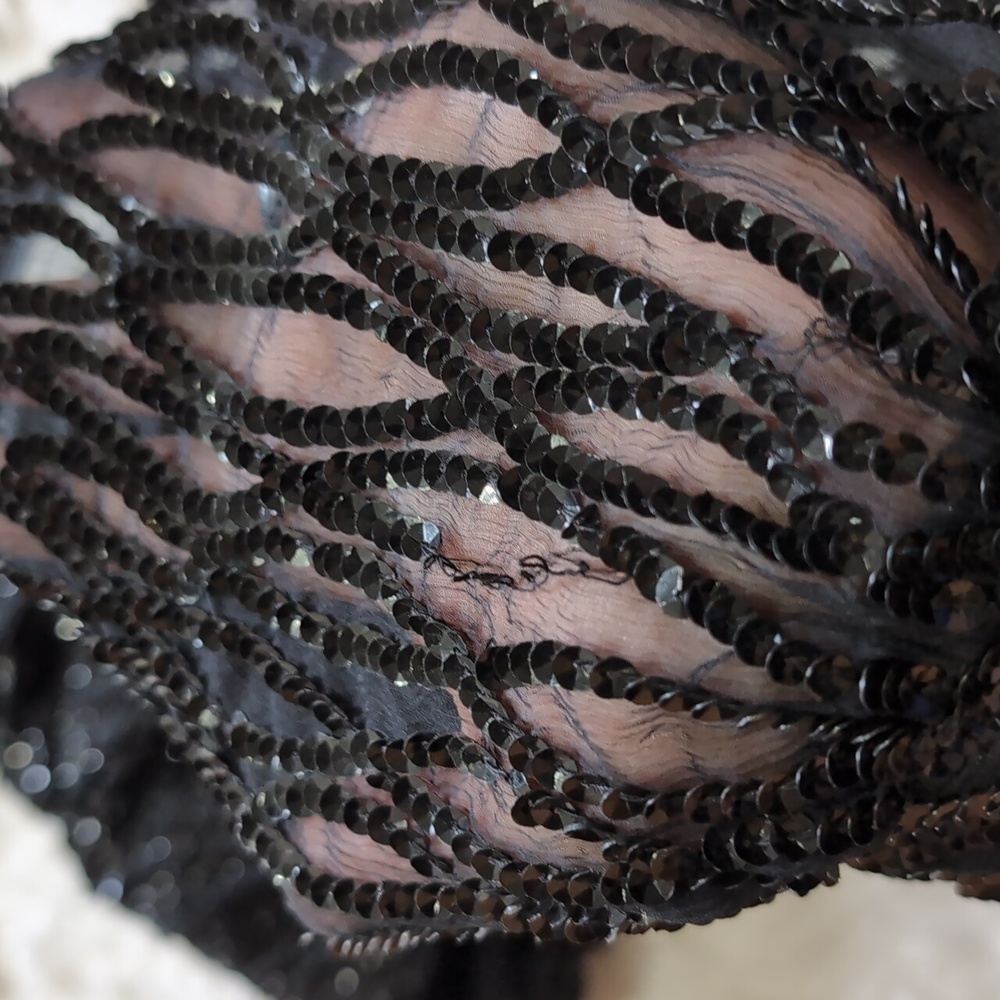80s Vintage Silky Nites by Cherish Black Sequin & Beaded Cocktail Dress - Picture 6 of 15